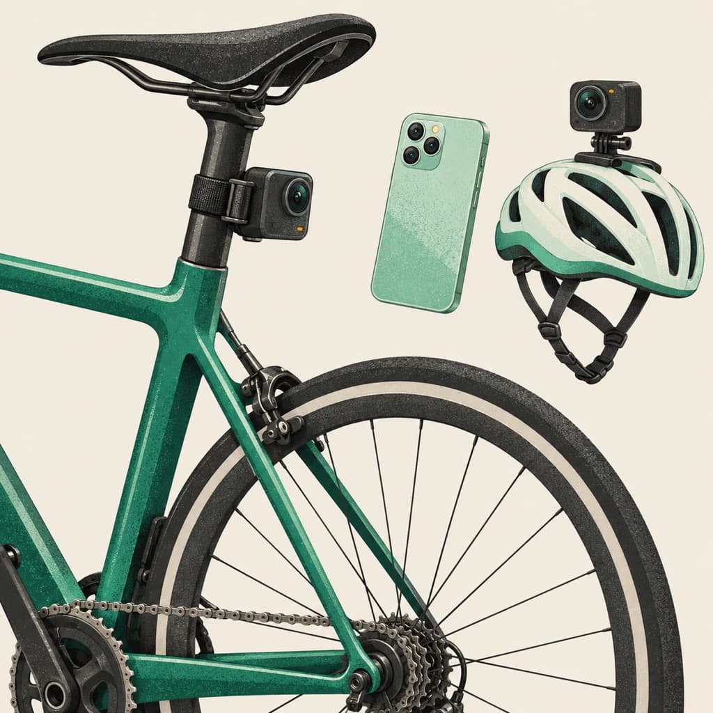An action camera ready to record a ride